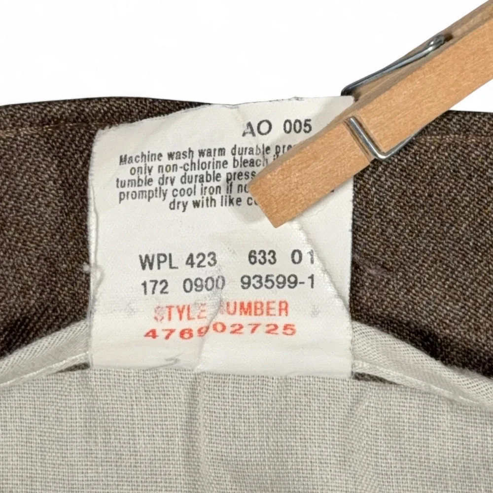 Vintage Levis Pants Mens 34x26 Brown Action Slacks Dress Polyester Altered 80s